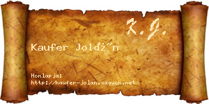 Kaufer Jolán névjegykártya